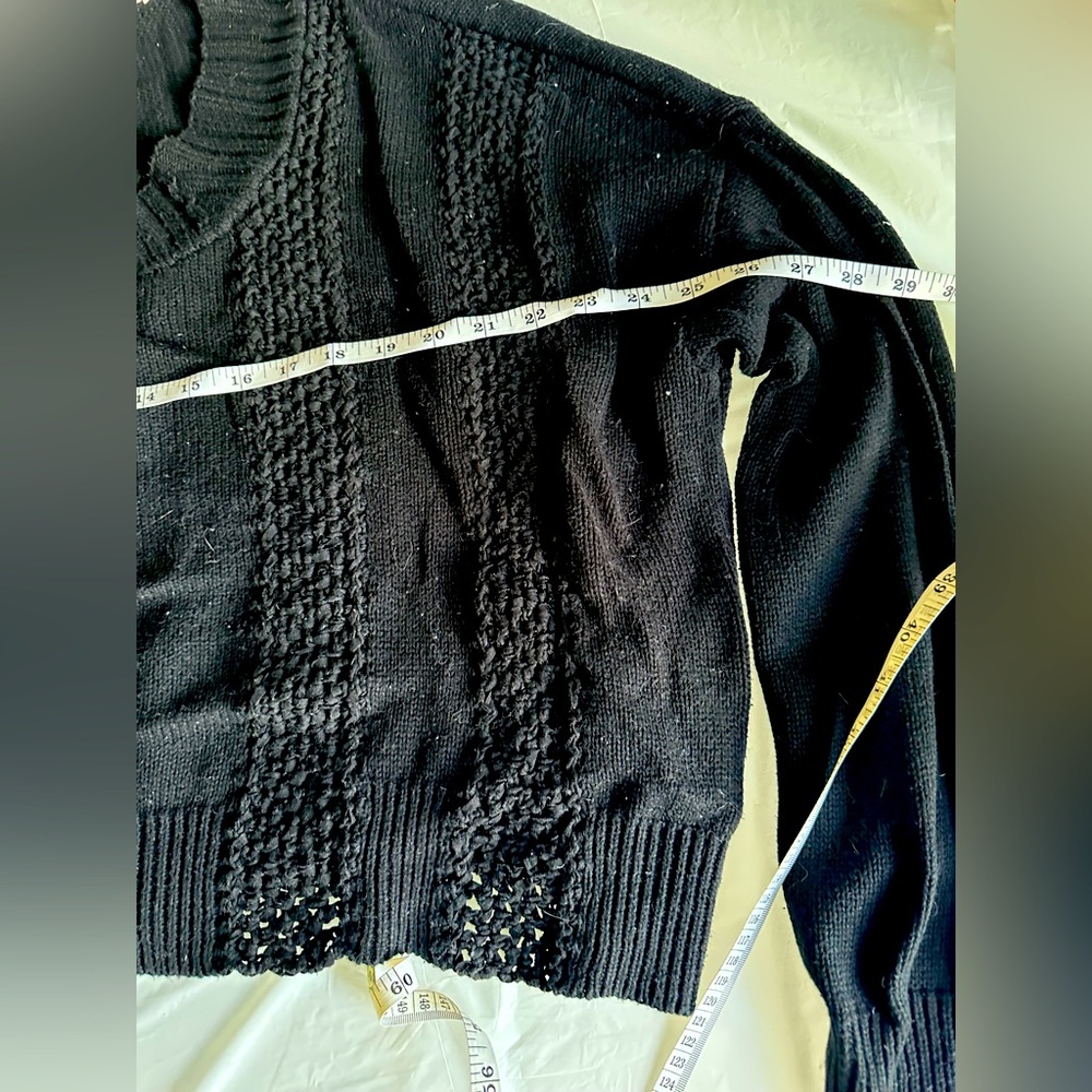 Multiple Pattern Black Knit Sweater - image 3